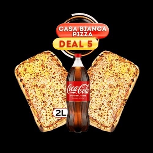 2 Party Size Cheese Pizzas & 2 Ltr Soda.