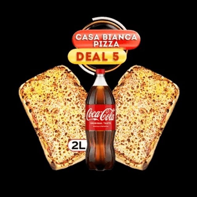 2 Party Size Cheese Pizzas & 2 Ltr Soda.