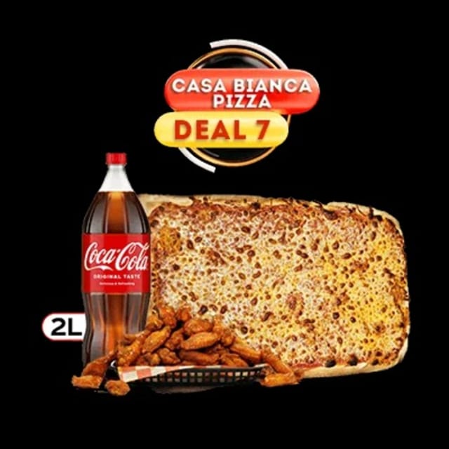 2 Party Size Cheese Pizza, 40 Wings & 2 Liter Soda.