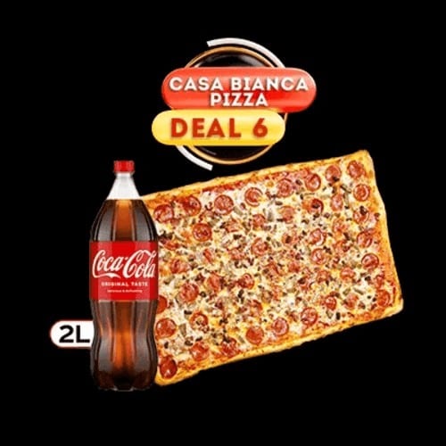 Party Size Pizza with 3 Toppings & 2 Ltr Soda.