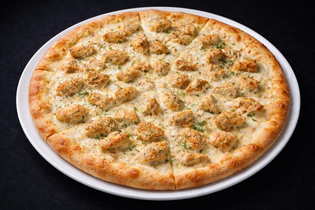 Chicken Alfredo Pizza.