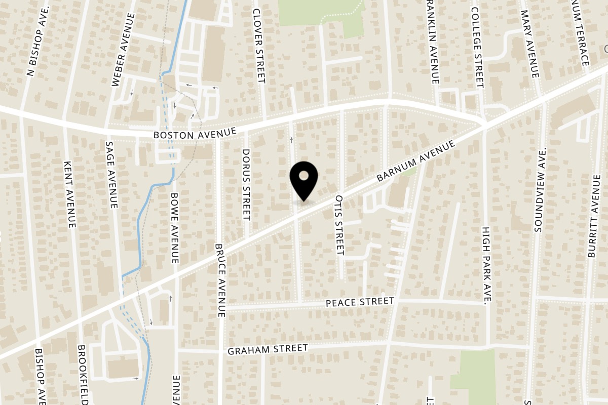 Map showing the location of Casa Bianca Pizza Stratford on 2224 Barnum Ave in Stratford