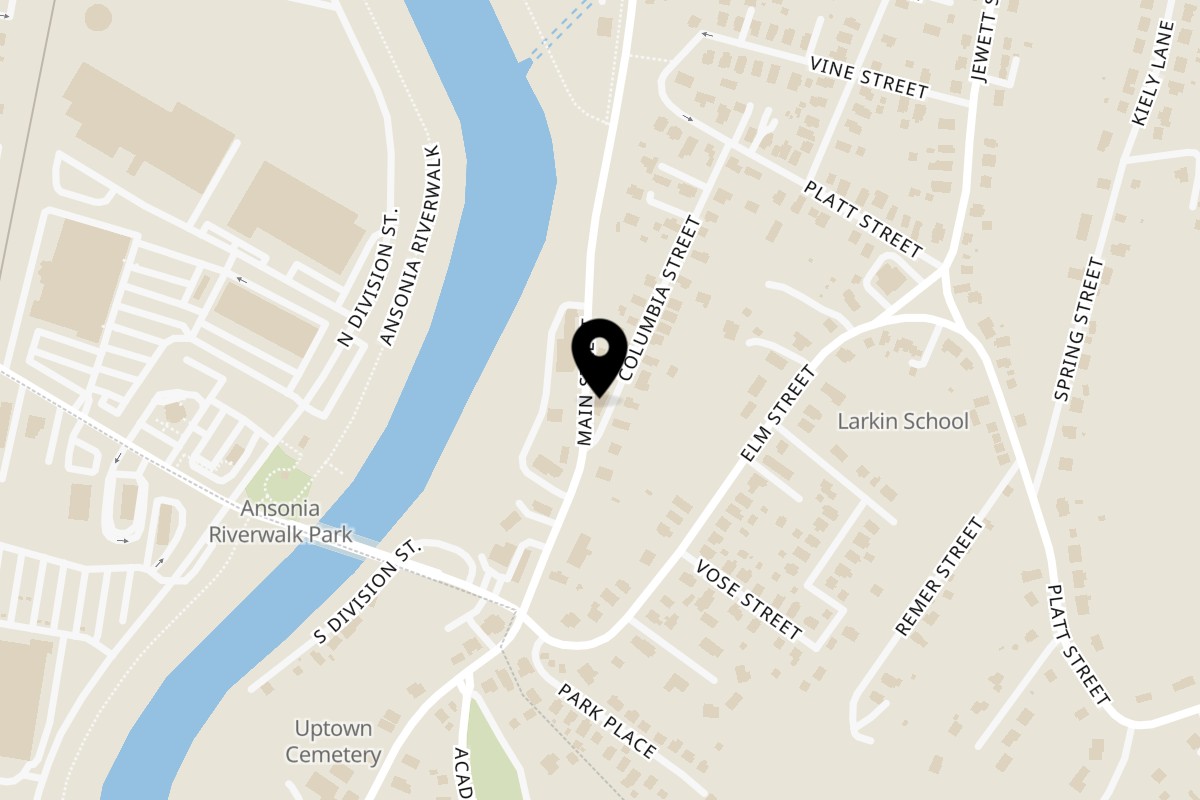 Map showing the location of Casa Bianca Pizza Casa Bianca Pizza Ansonia on 669 Main St in Ansonia